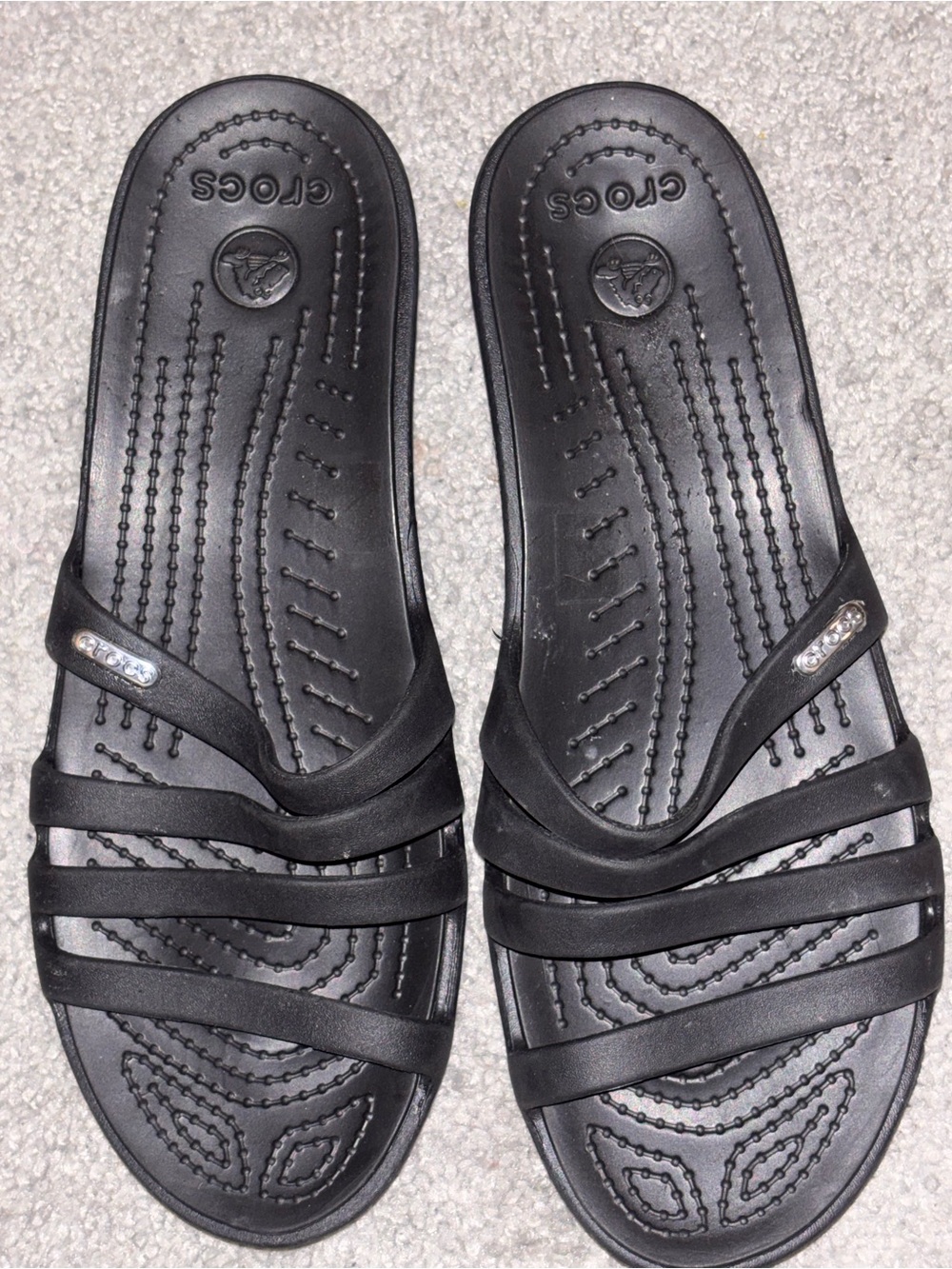 CROCS Woman’s Black Strappy Slide Sandals